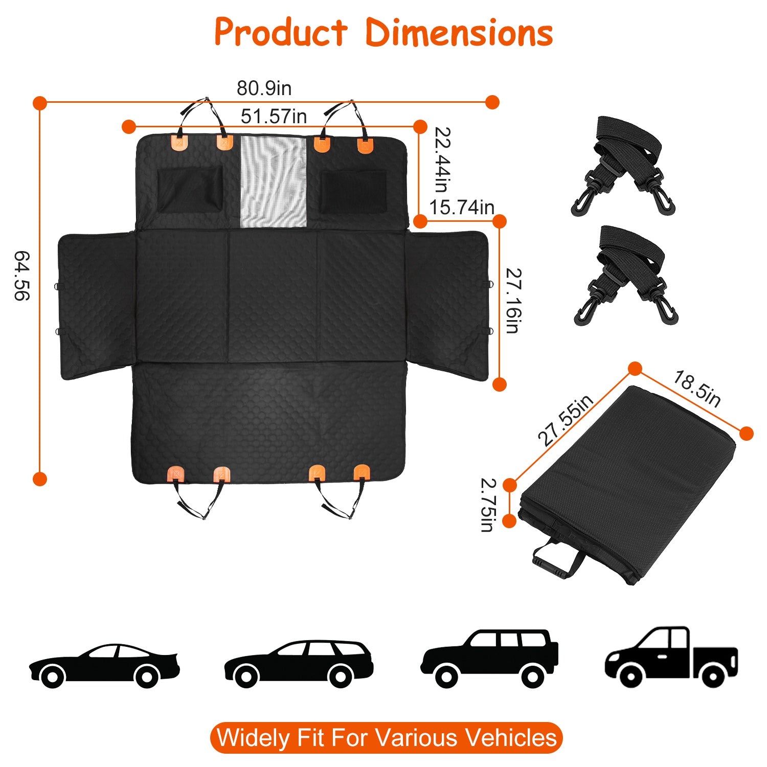 Waterproof Dog Hammock Car Seat Cover