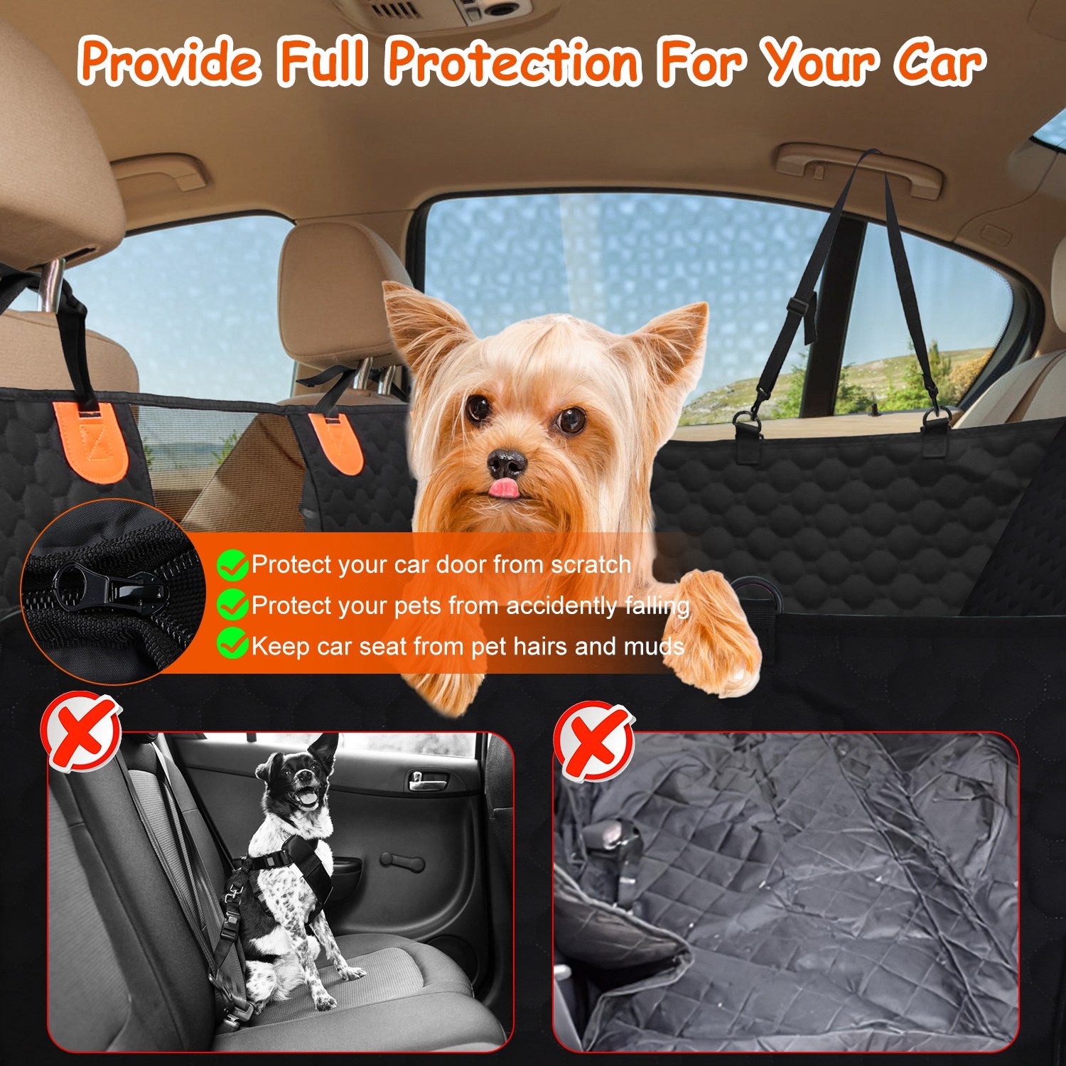Waterproof Dog Hammock Car Seat Cover