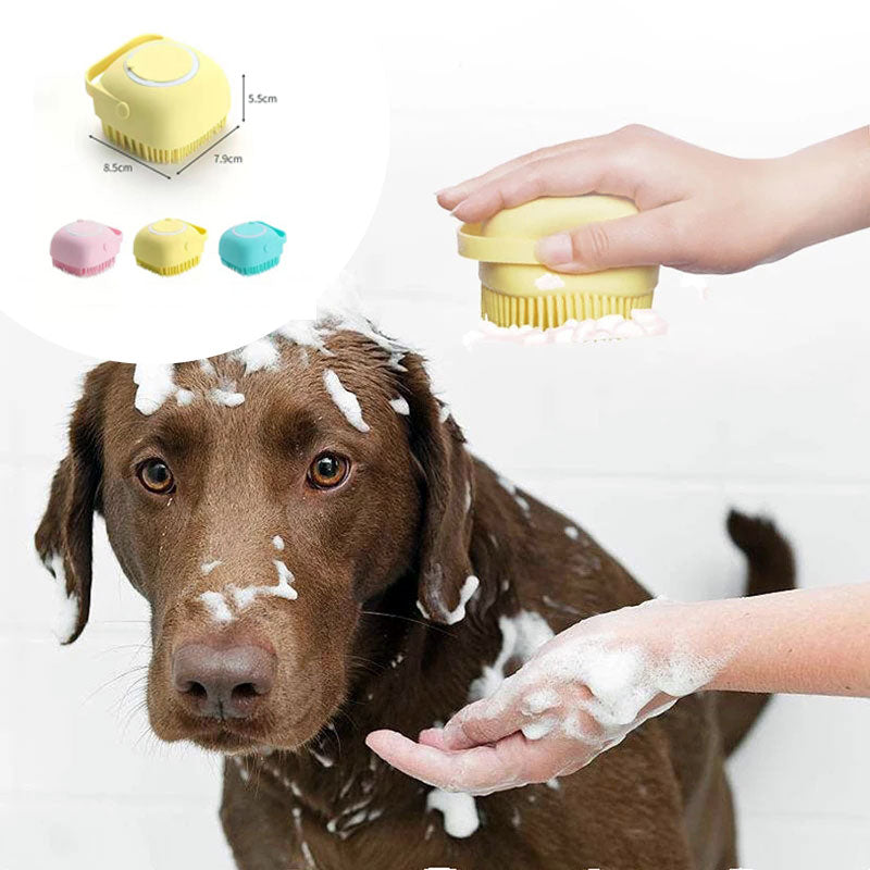 2-in-1 Pet Bath Brush with Built-In Shampoo Dispenser